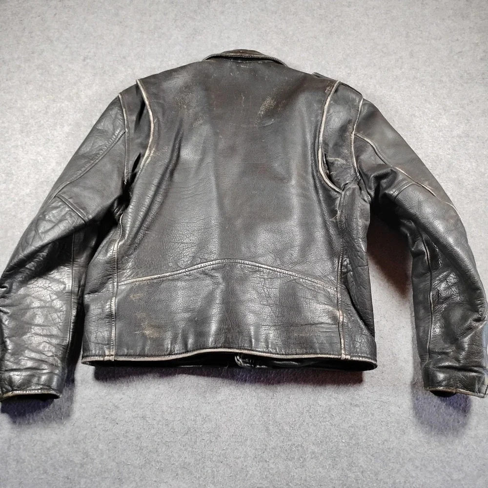 Vintage Wilsons Leather Motorcycle Jacket Mens Black Thinsulate Belted Biker L